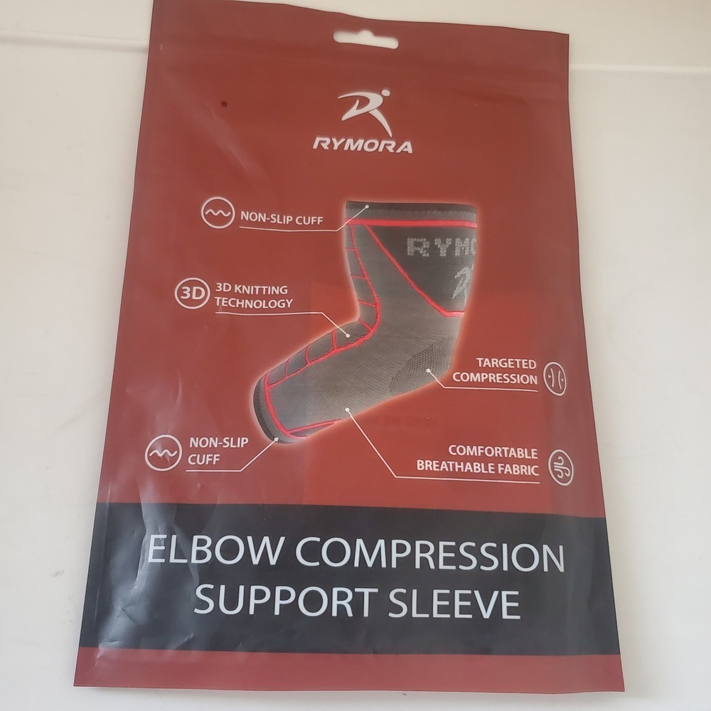 Rymora Elbow Compression Support Sleeve Small Grey Red Arthritis B07Z83RHMB